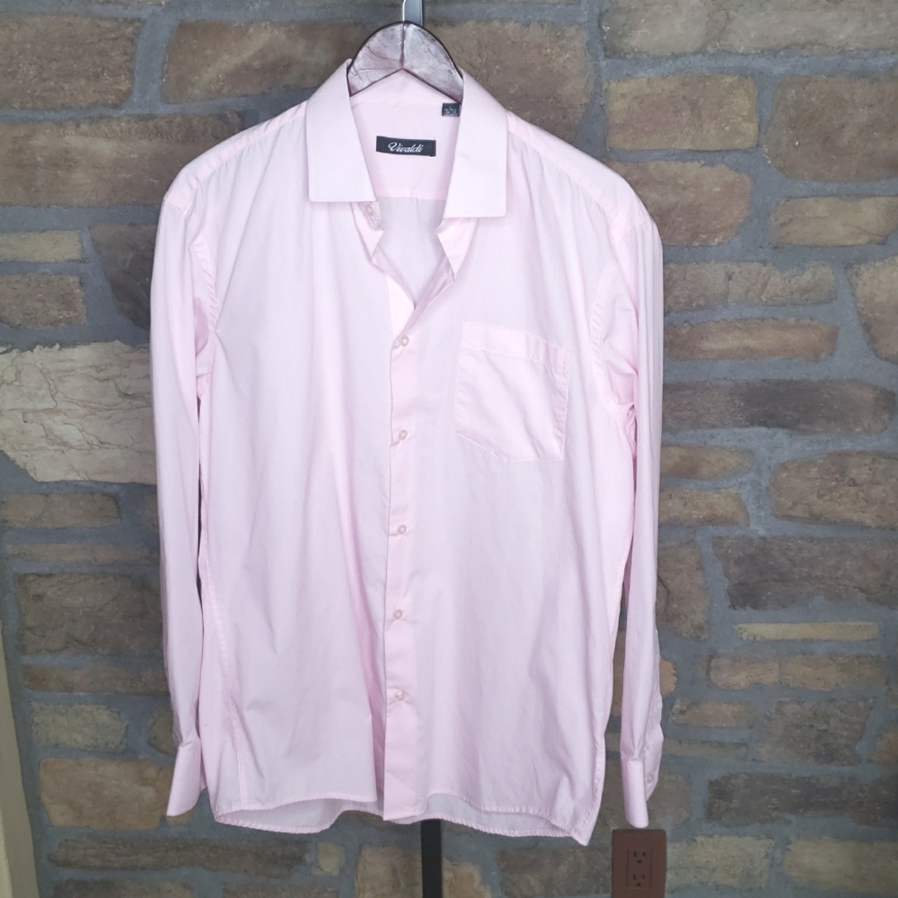Men's Vivaldi Light Pink Dress Shirt with Size Large